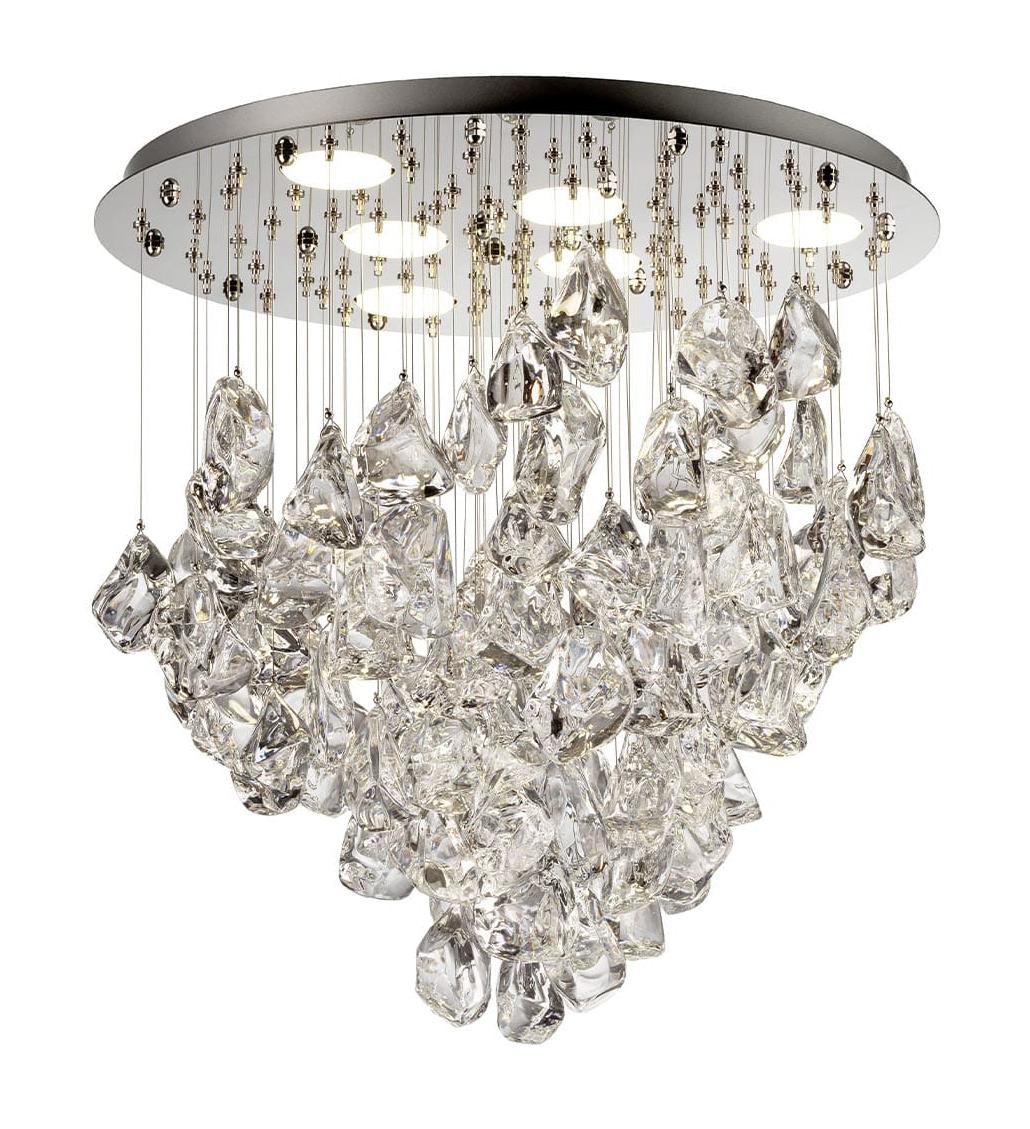 Ice Kristallen Cascading Kroonluchter met Gepolijst Stalen Reflector