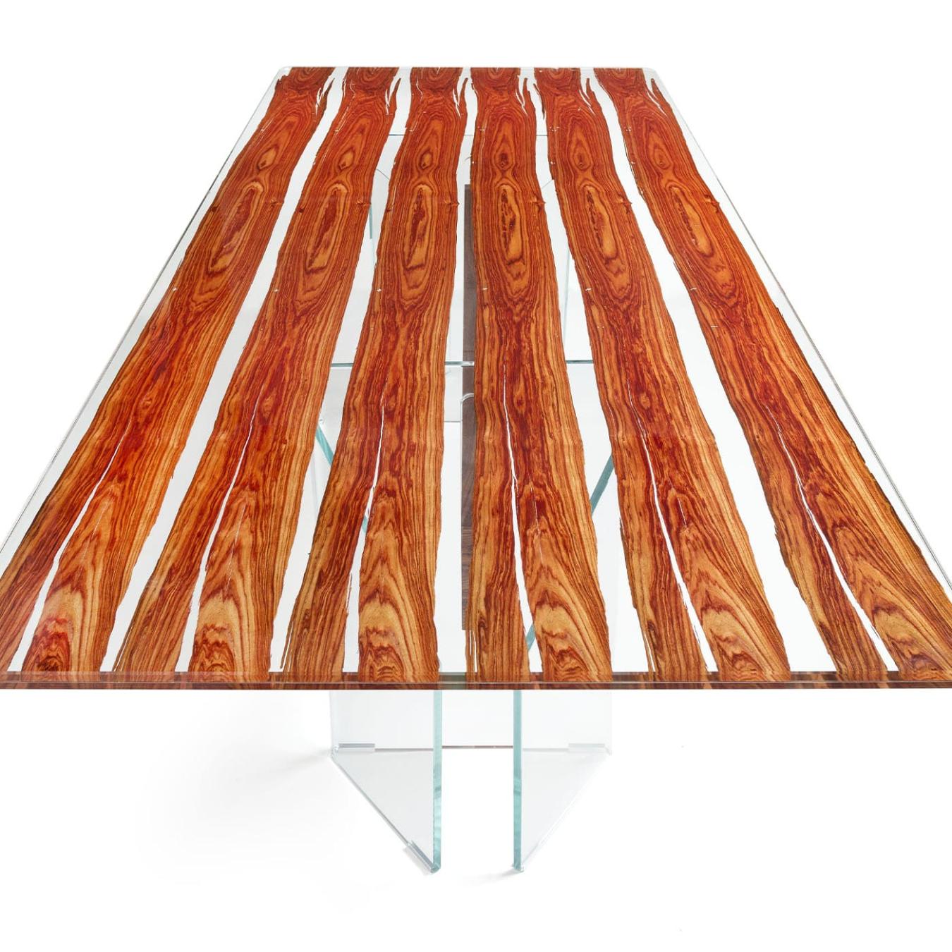 Parigi hout en glazen eettafel