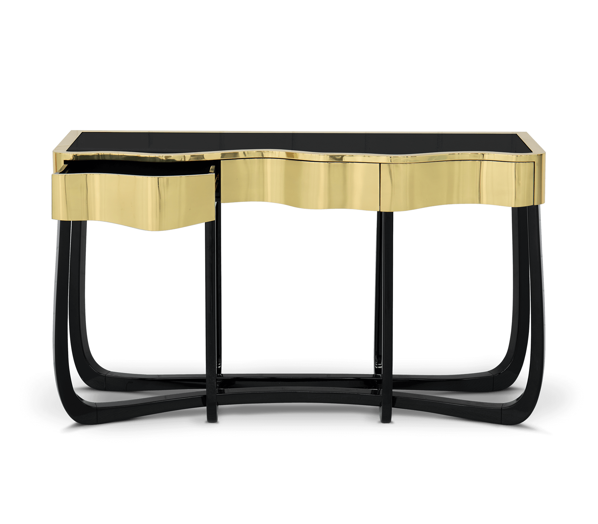 Serpentine gouden console