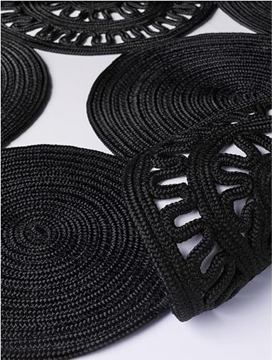 Gevlochten Black tapijt | Maat: 200 × 300 cm