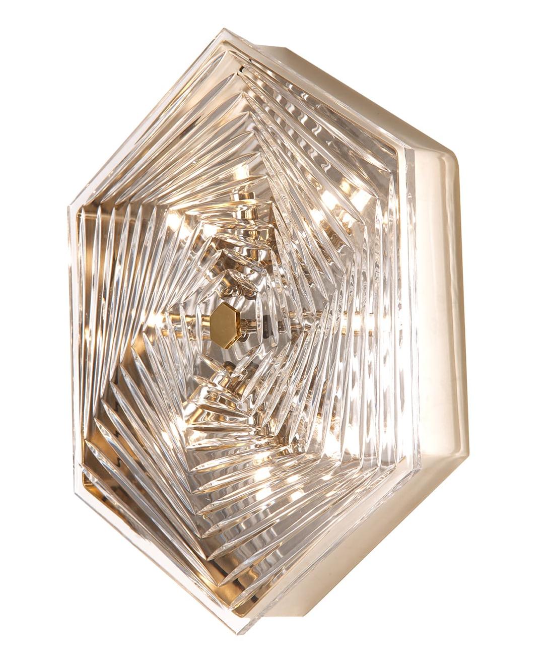 Zeshoekige Grote Messing Wand- en Plafondlamp