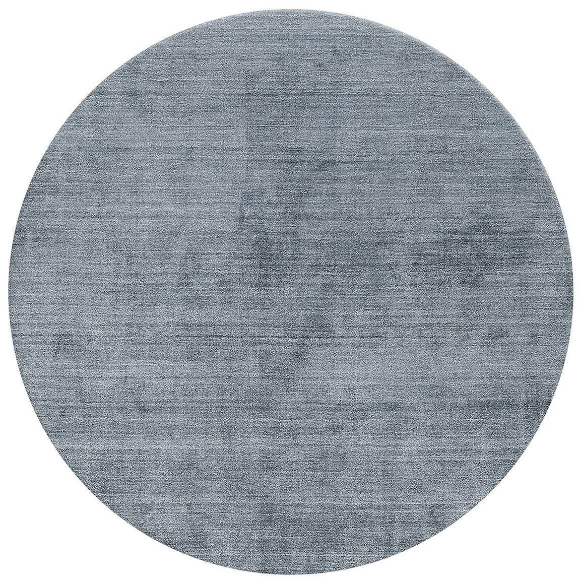 Rond blauw bamboe zijde tapijt | Maat: Ø 250 cm Rond blauw bamboe zijde tapijt | Maat: Ø 250 cm