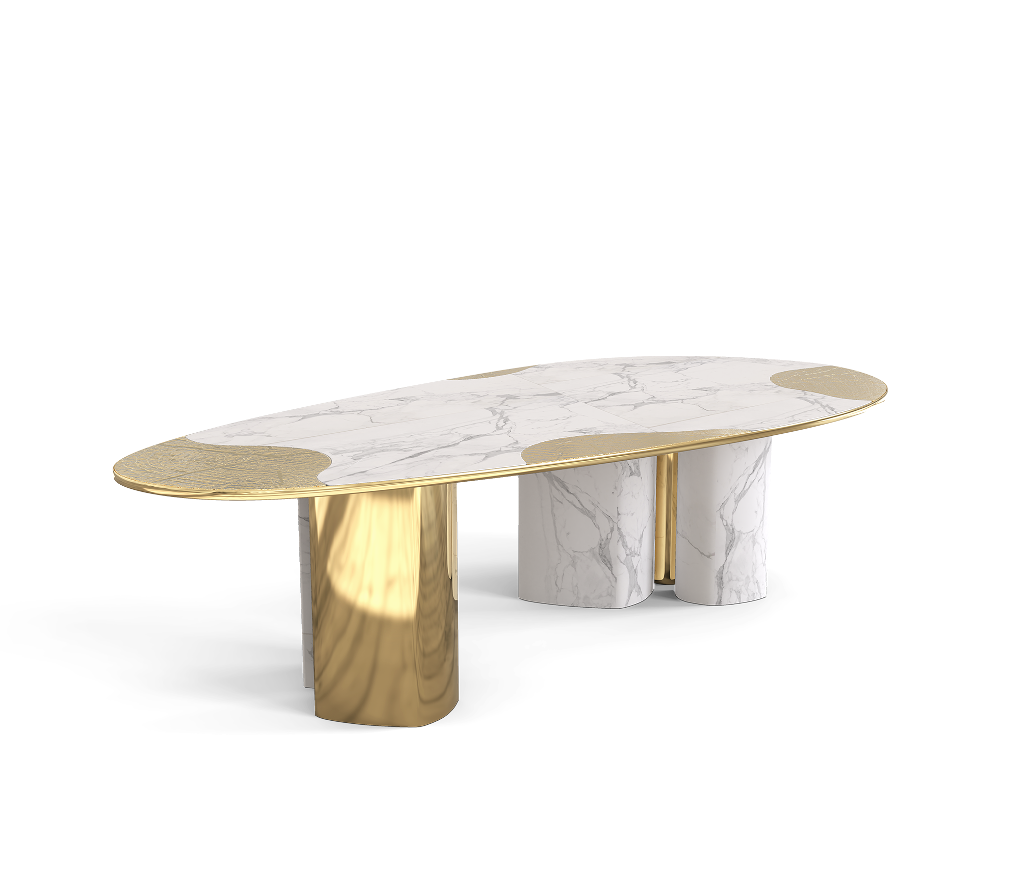 Athena Carrara marmer en gouden eettafel