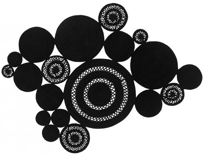 Gevlochten Black tapijt | Maat: 200 × 300 cm