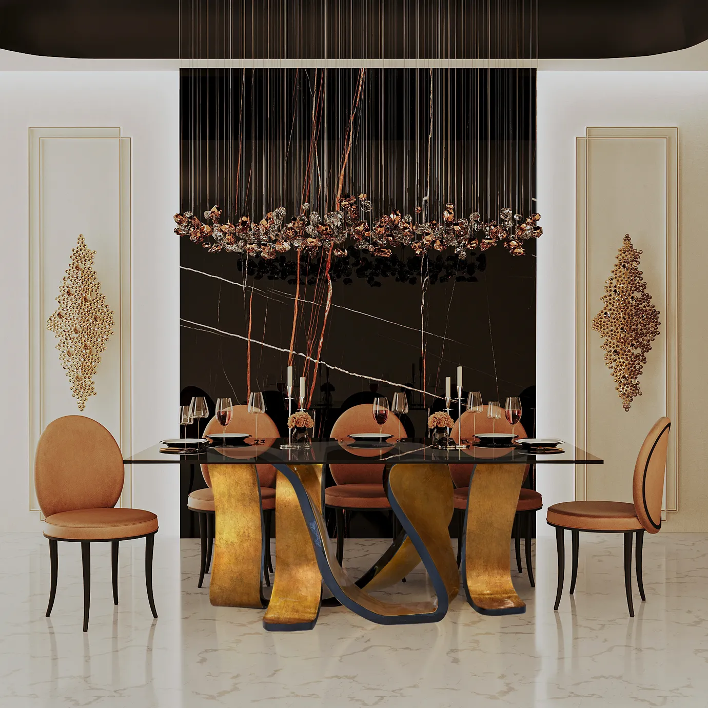 Ribbon goudblad eettafel