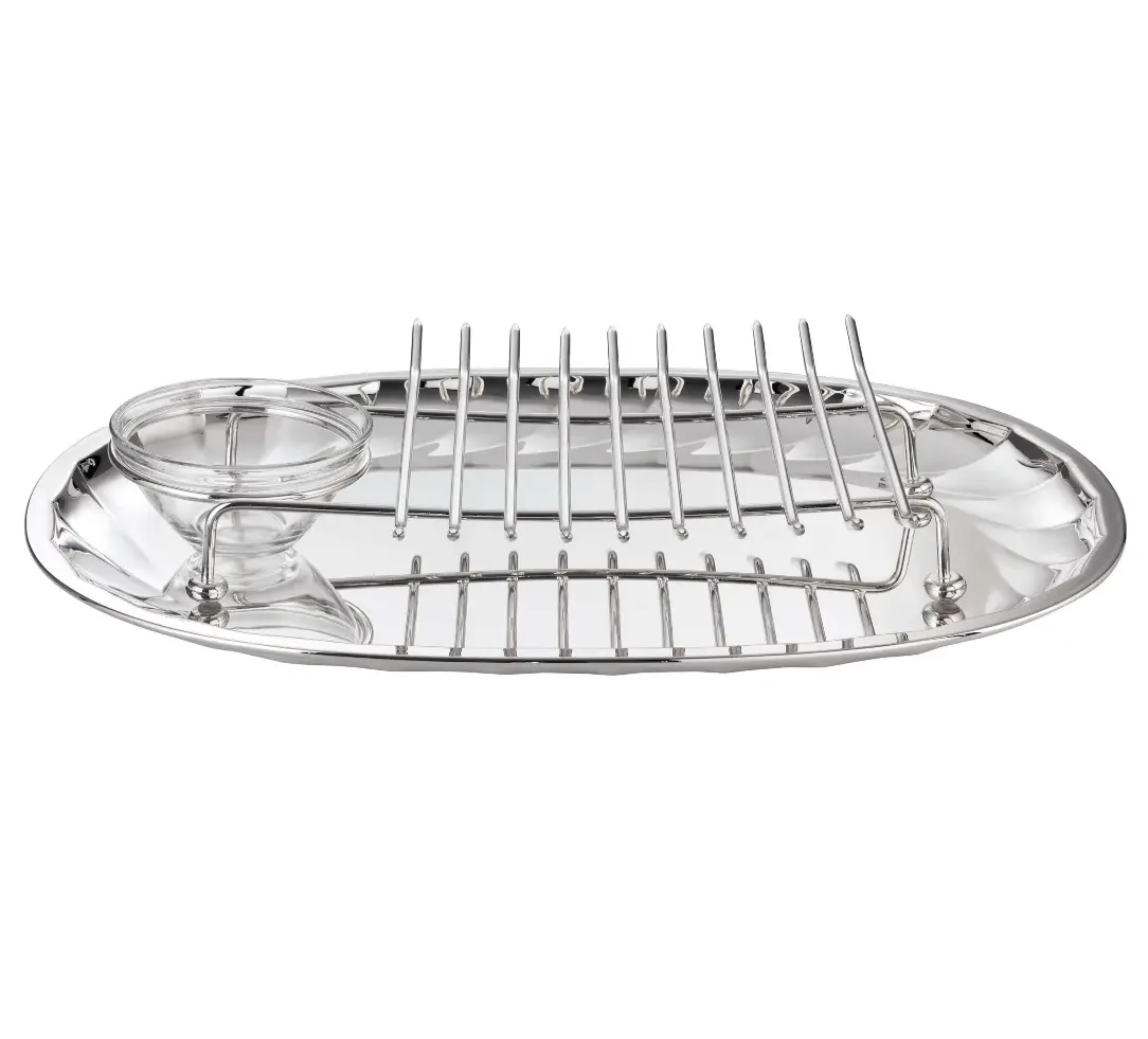 Verzilverde snijset met kom