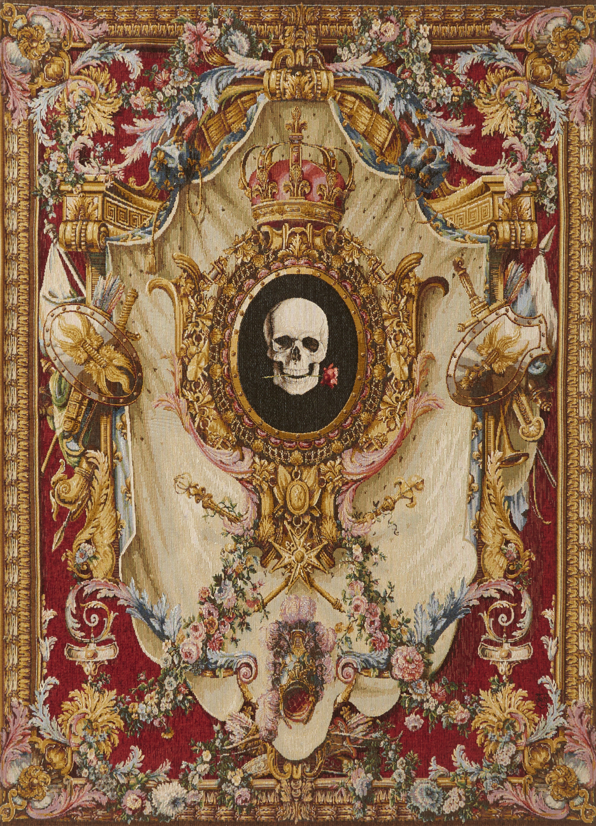 Coat of Arms and Skull wandtapijt | Maat: 110 × 150 cm