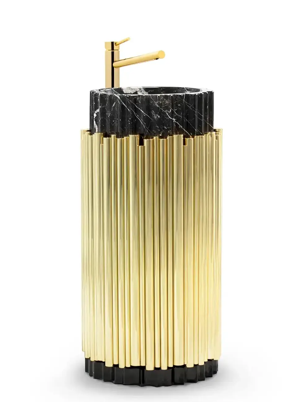 Harmony zwarte / gouden zuil wastafel