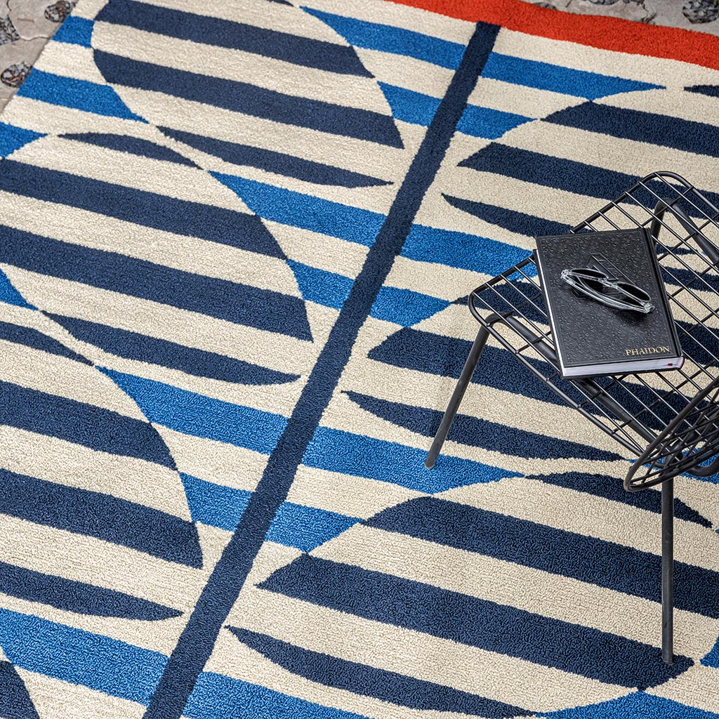 Stripy stem azuur outdoor tapijt | Maat: 140 × 200 cm