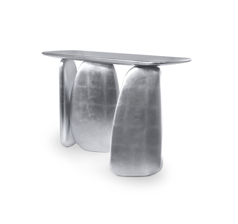 Sculpturale zilveren consoletafel
