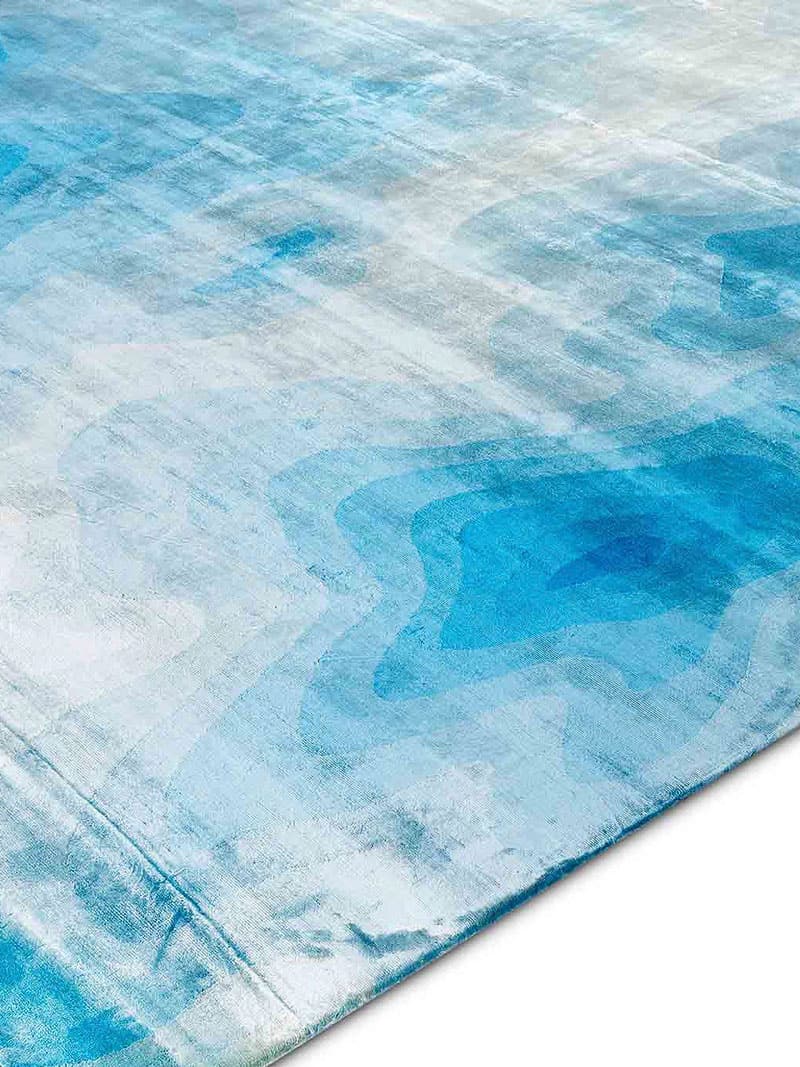 Ocean Blue luxe handgeknoopt vloerkleed
