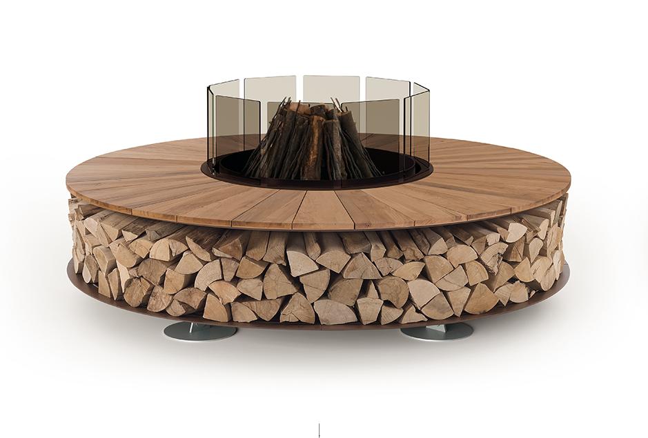 Zero houten vuurschaal | Afwerking: Oud hout | Afmetingen: Ø 200 cm