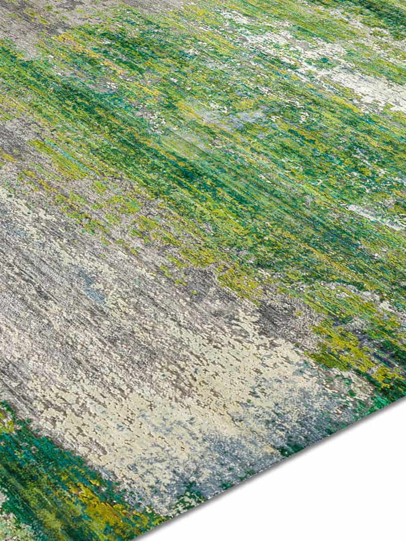 Green handgemaakte luxe vloerkleed
