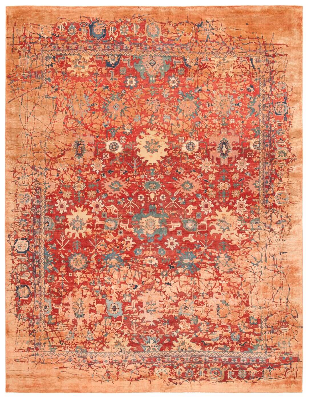Bidjar kingscross pleasure rood oranje zijde tapijt | Maat: 200 × 300 cm