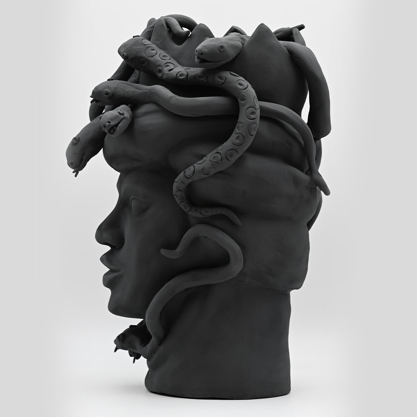 Moor's Head donkergrijze handgemaakte sculptuur