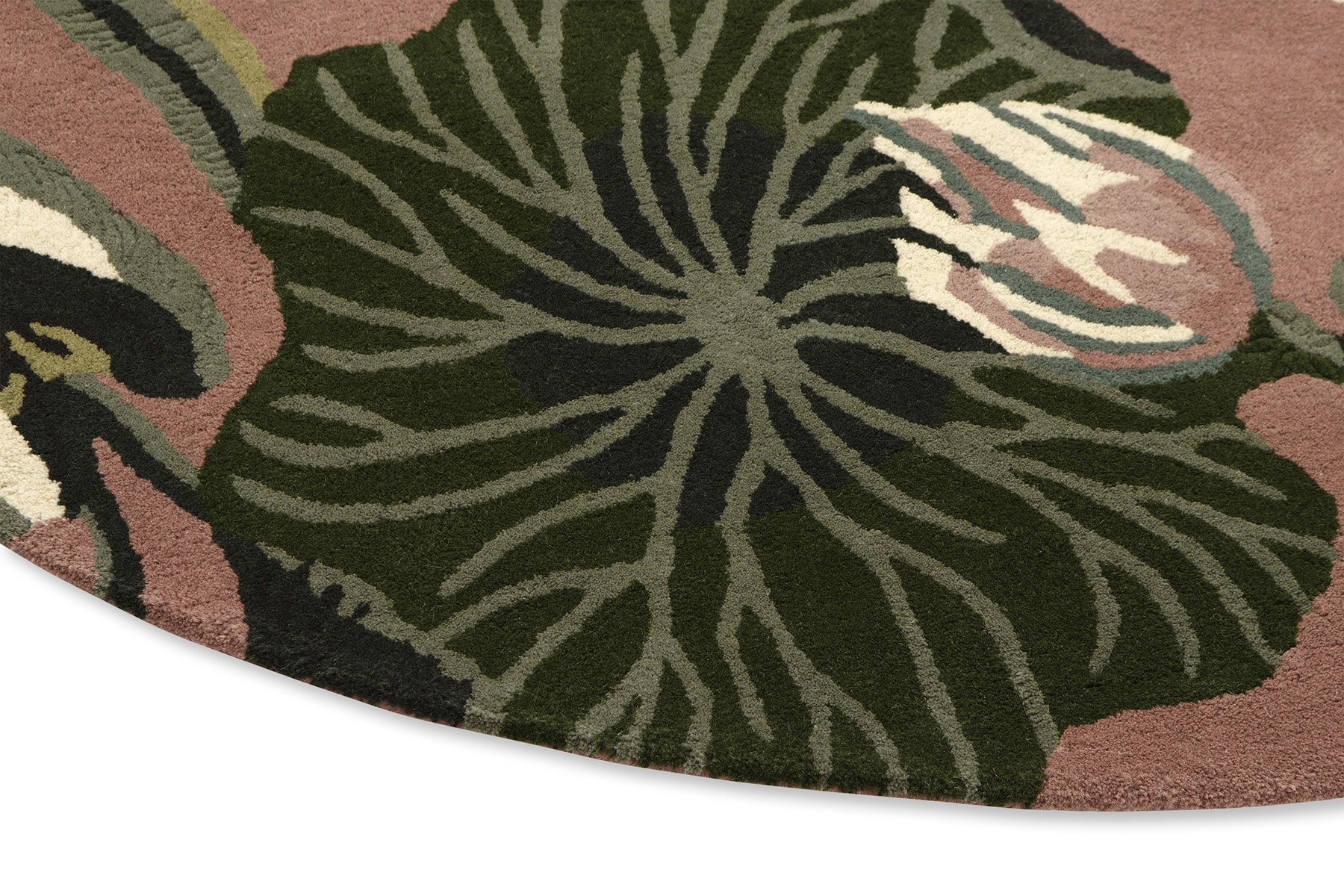 Waterlily dusty rose cirkel tapijt | Maat: Ø 150 cm