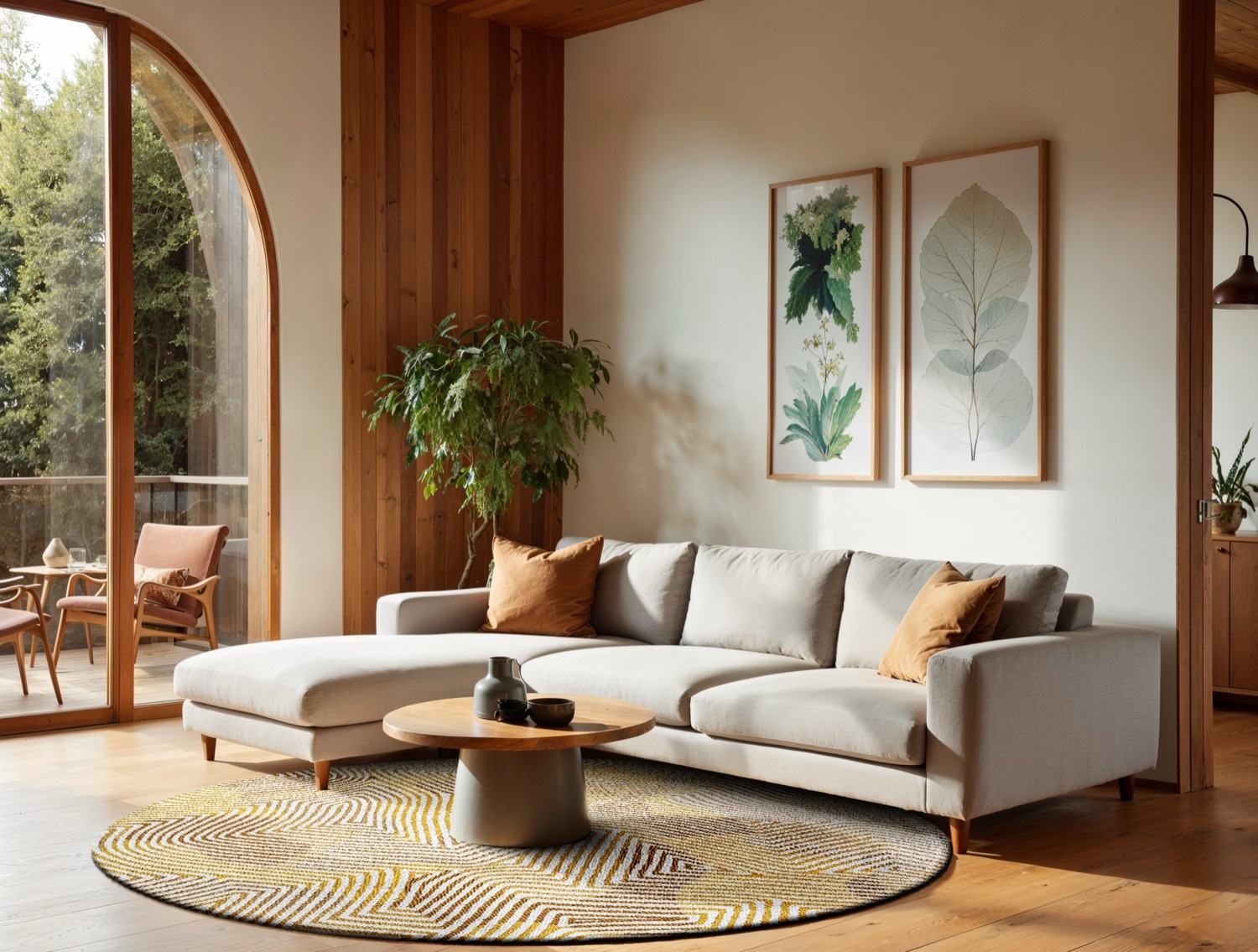 Yellow Hippy rond tapijt | Maat: Ø 140 cm