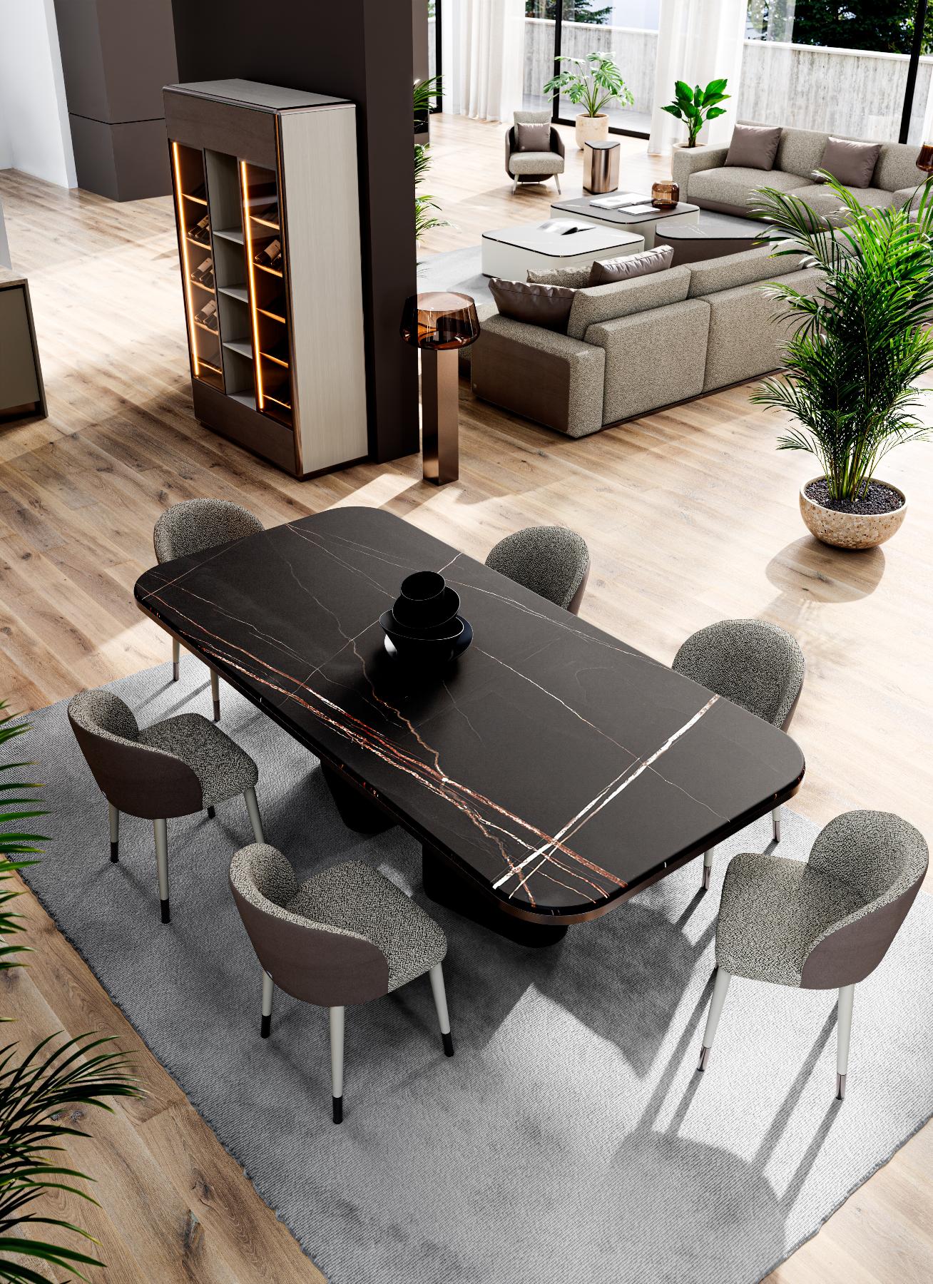 Edmond donker marmeren eettafel