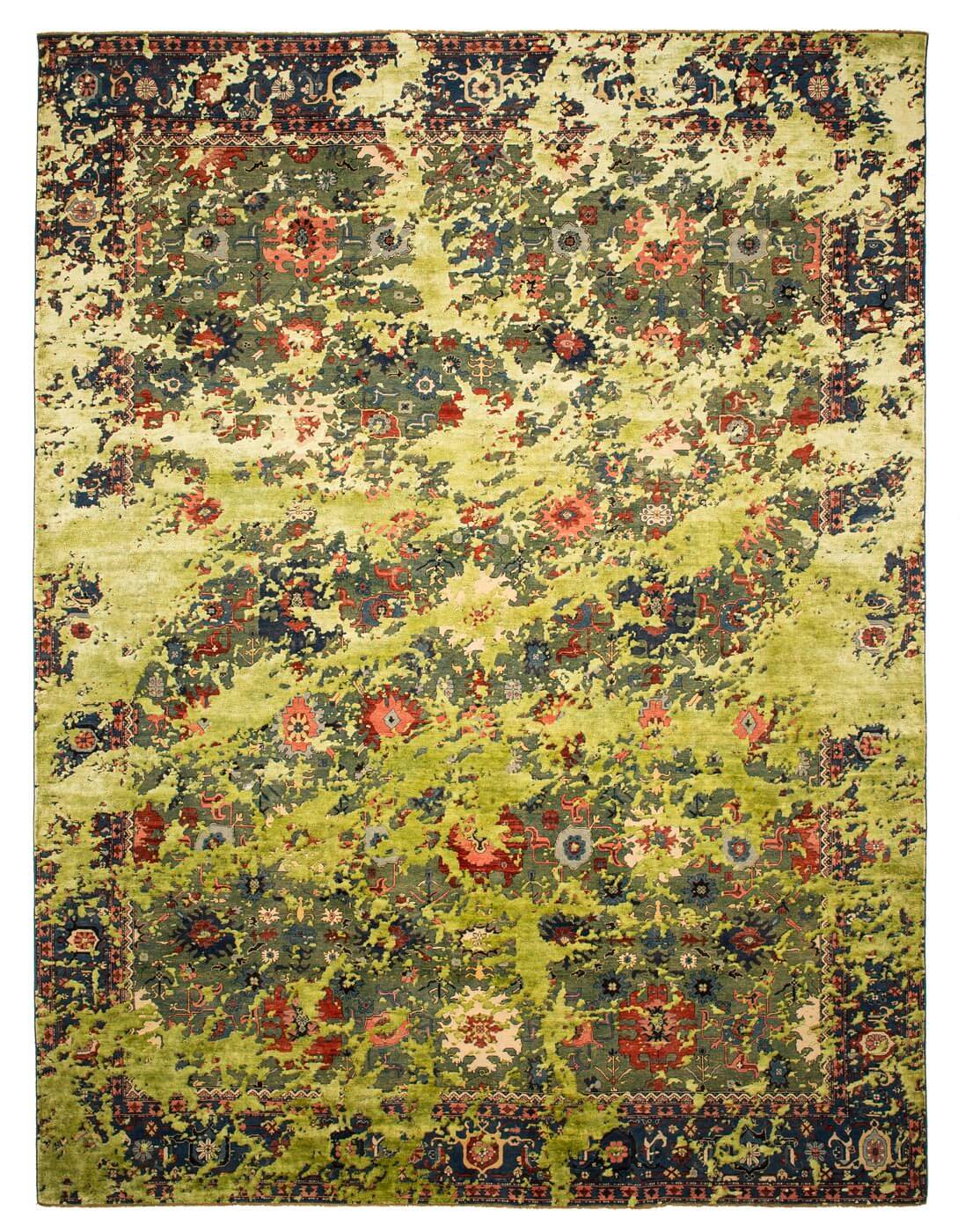 Bidjar kingscross double sky groen lichtgroen zijde tapijt | Maat: 250 × 300 cm
