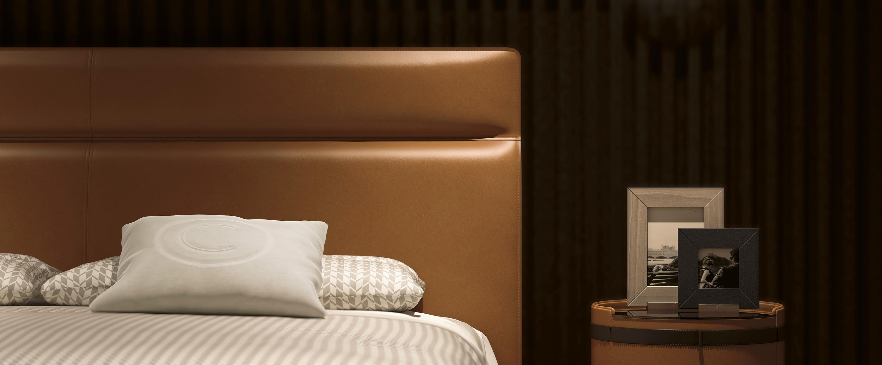 Modern leren bed met hoofdbord | Matrasmaat: 180 × 200 cm