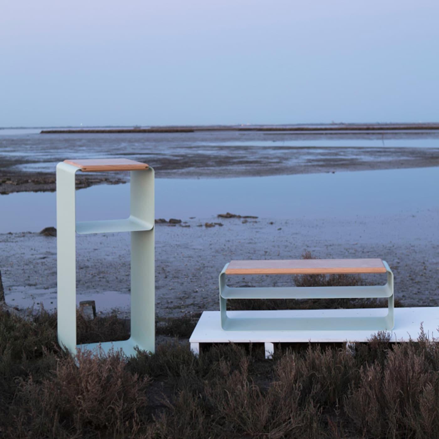 Eigentijdse hout en metaal bank (var. 1) - 1