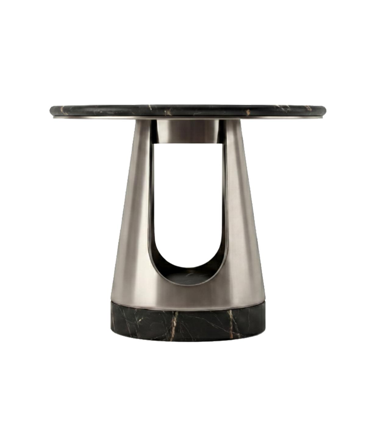 Aura rond salontafel met donker stenen blad