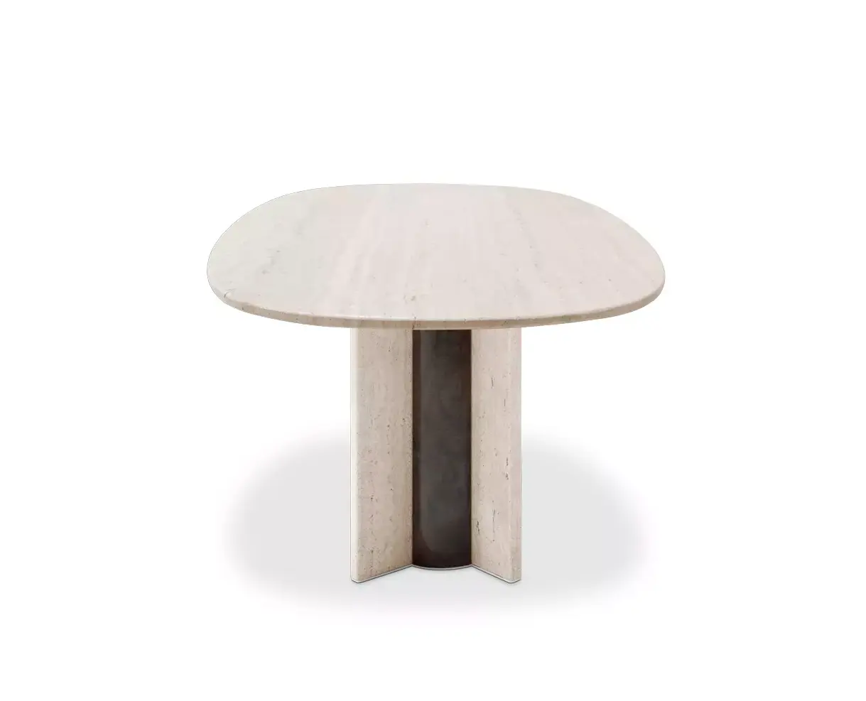 Parisienne travertijn marmer ovale eettafel