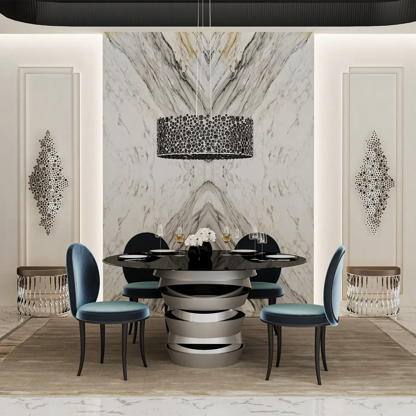 Mistral stoffen rugleuning eetstoel - 2