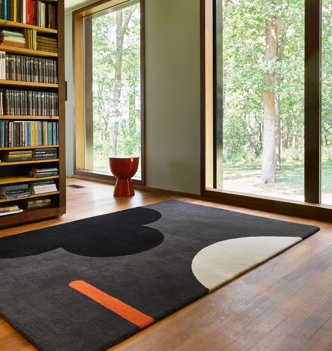 Geo flower graphite tapijt | Maat: 250 × 350 cm