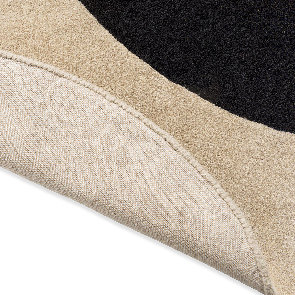 Flower spot ecru/zwart designer wol tapijt | Maat: Ø 150 cm