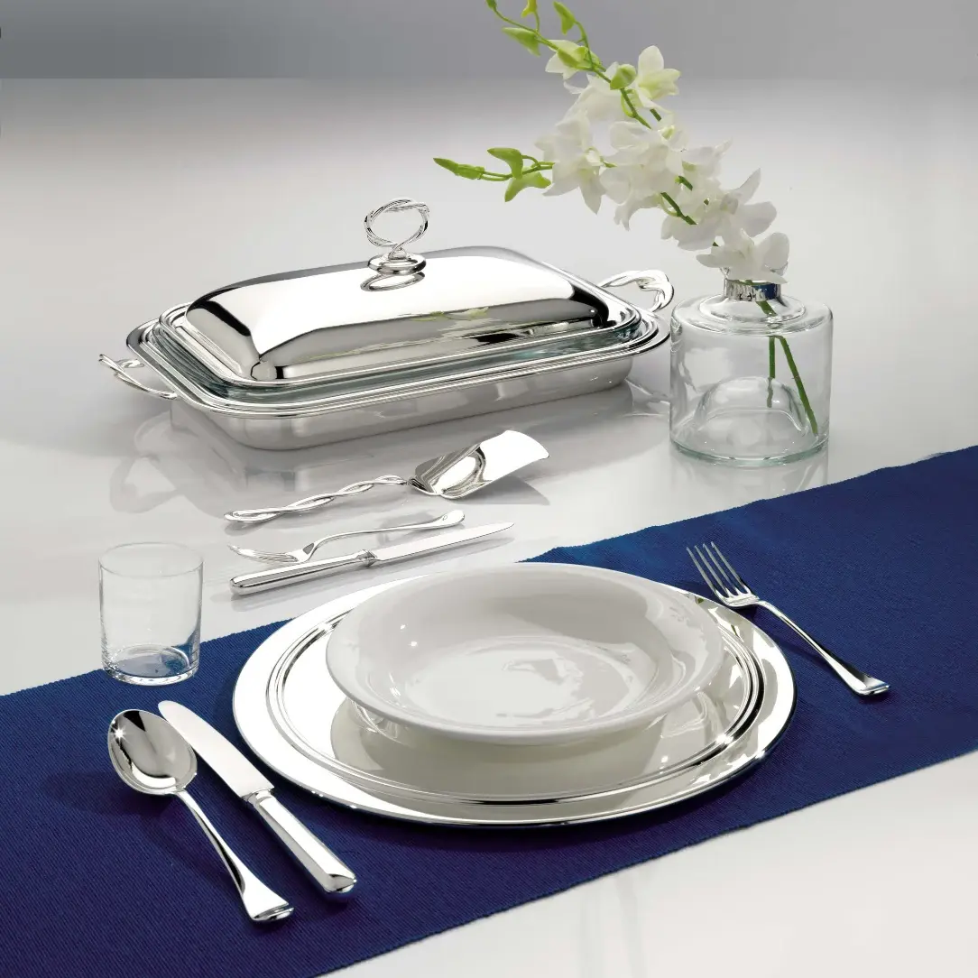 Rechthoekige verzilverde groenteschotel | Configuratie: Without Lid