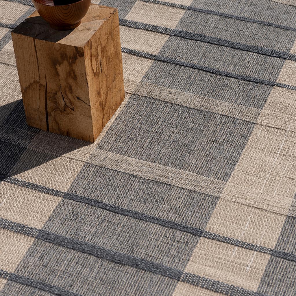 Zona denim ruit outdoor tapijt | Maat: 200 × 280 cm