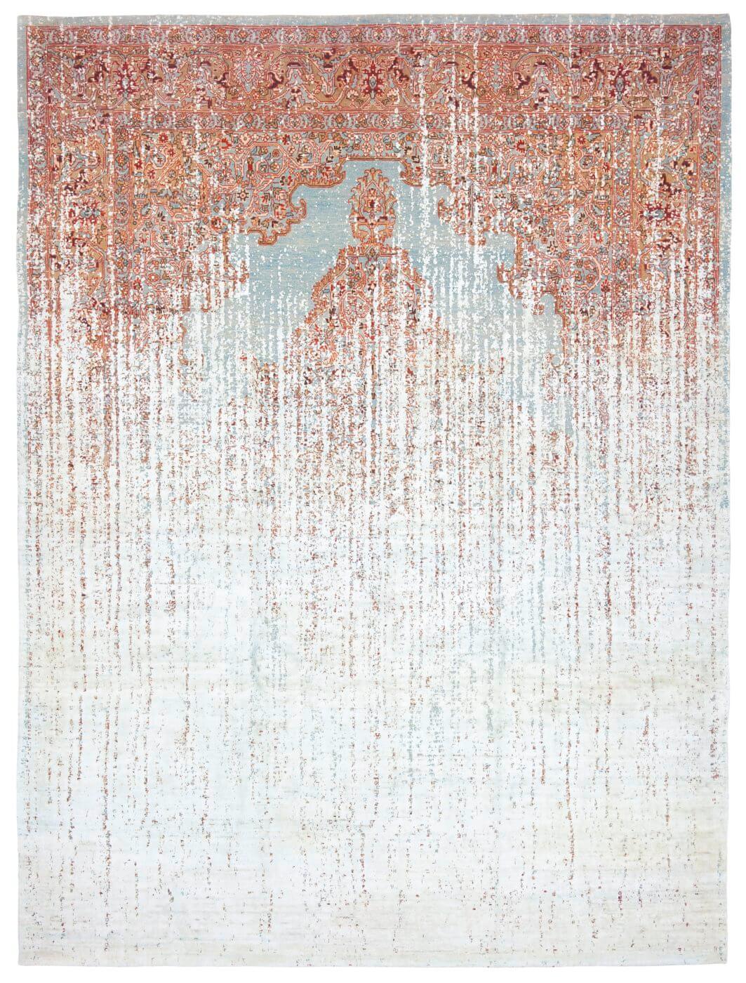 Tabriz fashion vendetta lichtblauw zijde tapijt | Maat: 300 × 400 cm