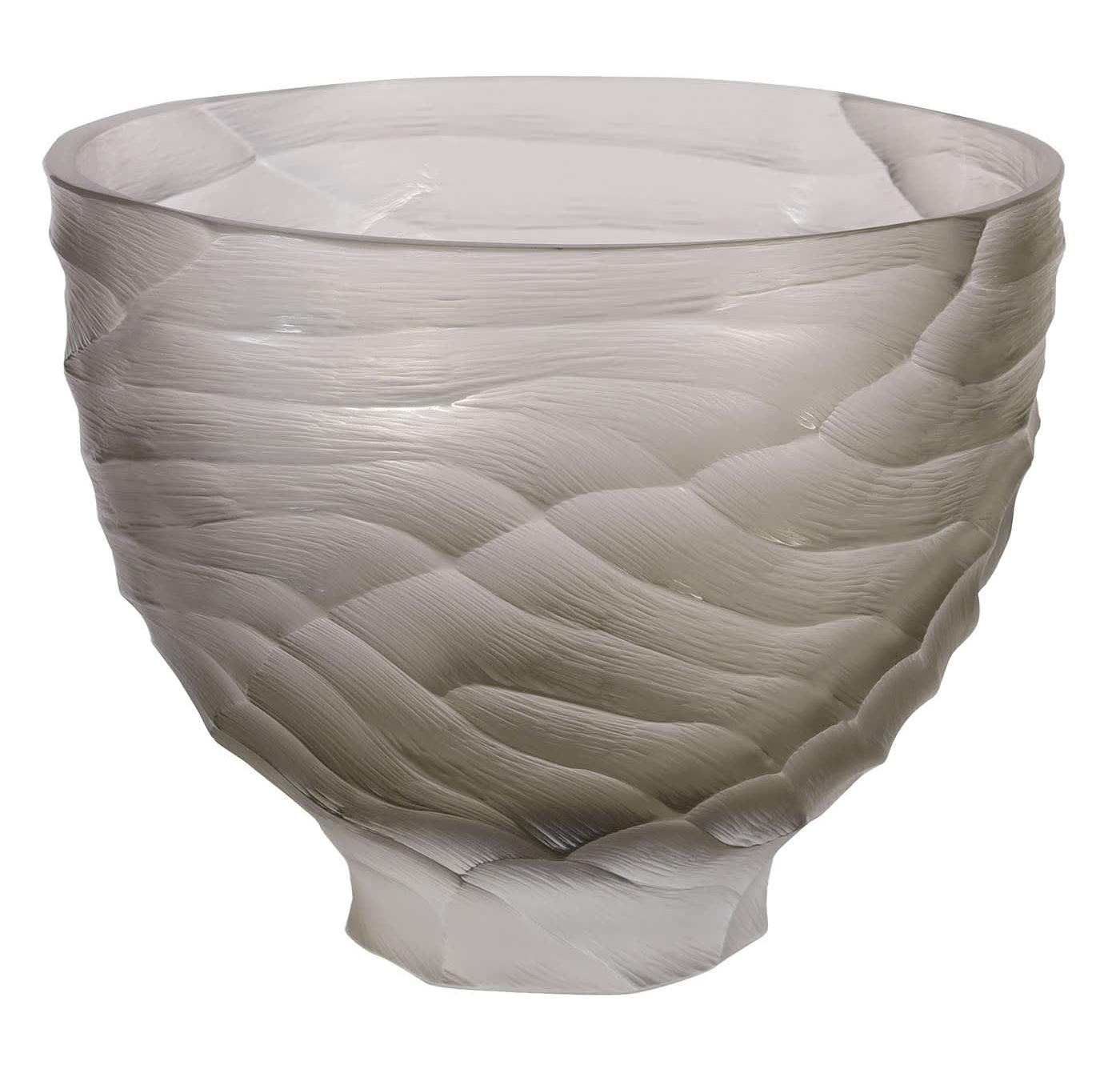 Grote komvormige vaas in grijs Murano glas