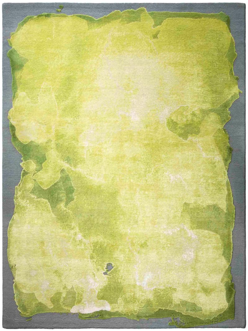 Mono groen / geel luxe handgeknoopt vloerkleed | Maat: 183 × 274 cm