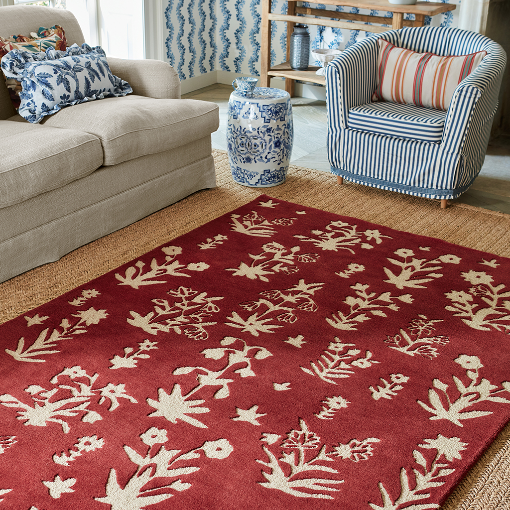 Woodland glade damson rood tapijt | Maat: 250 × 350 cm