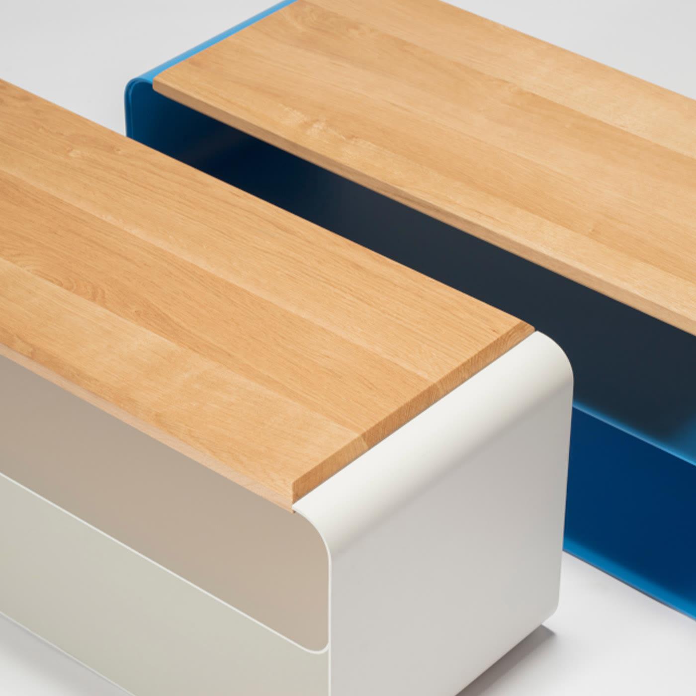 Eigentijdse hout en metaal bank (var. 3)