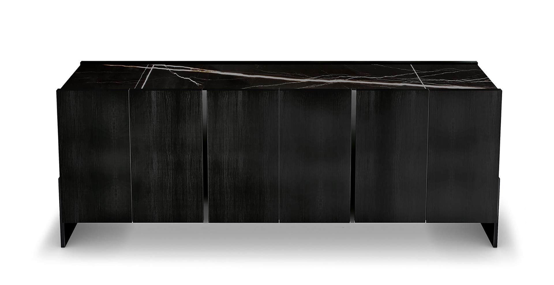 Zwart dressoir met marmeren blad