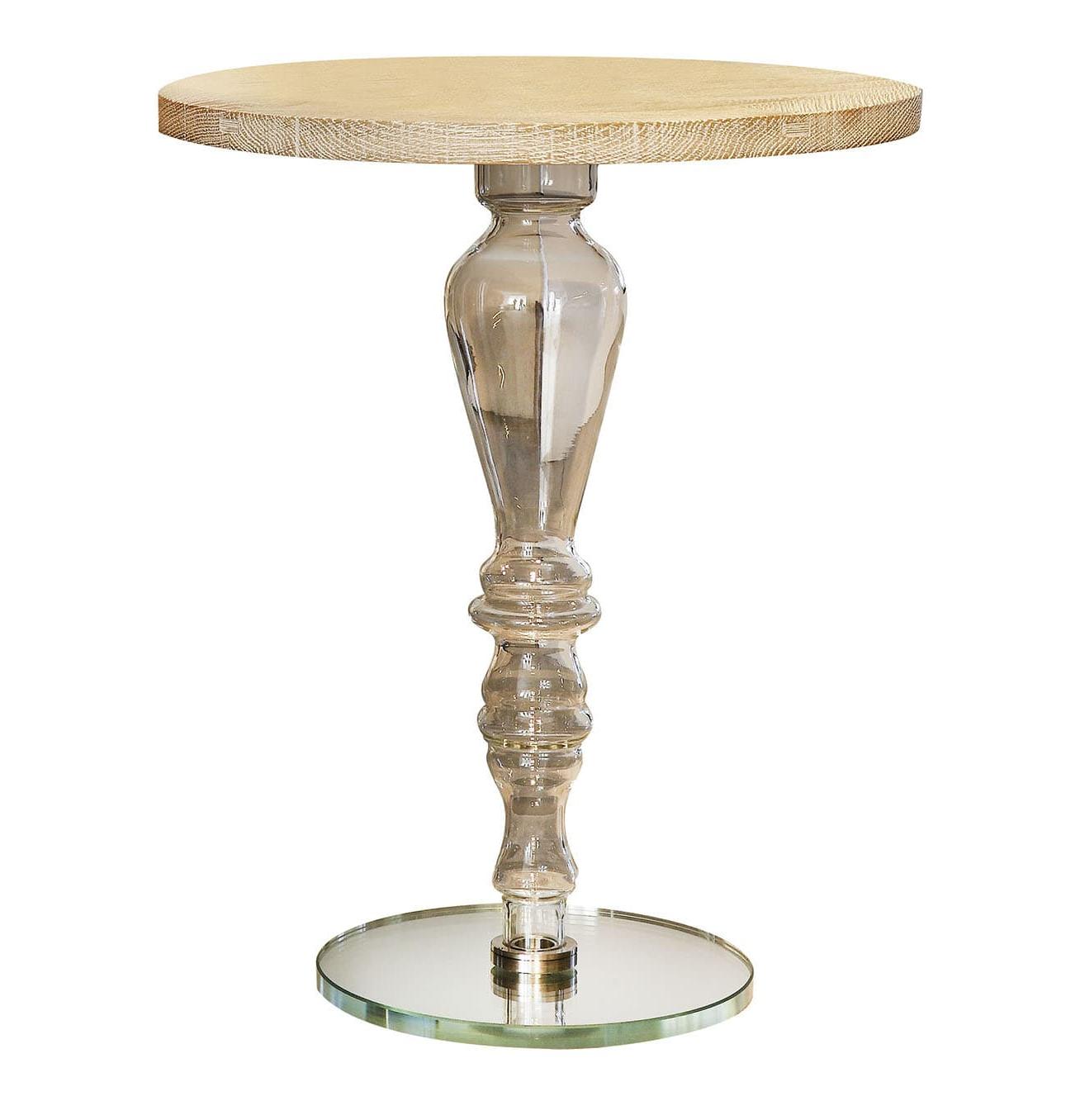 Sculpturale bijzettafel met glazen blad