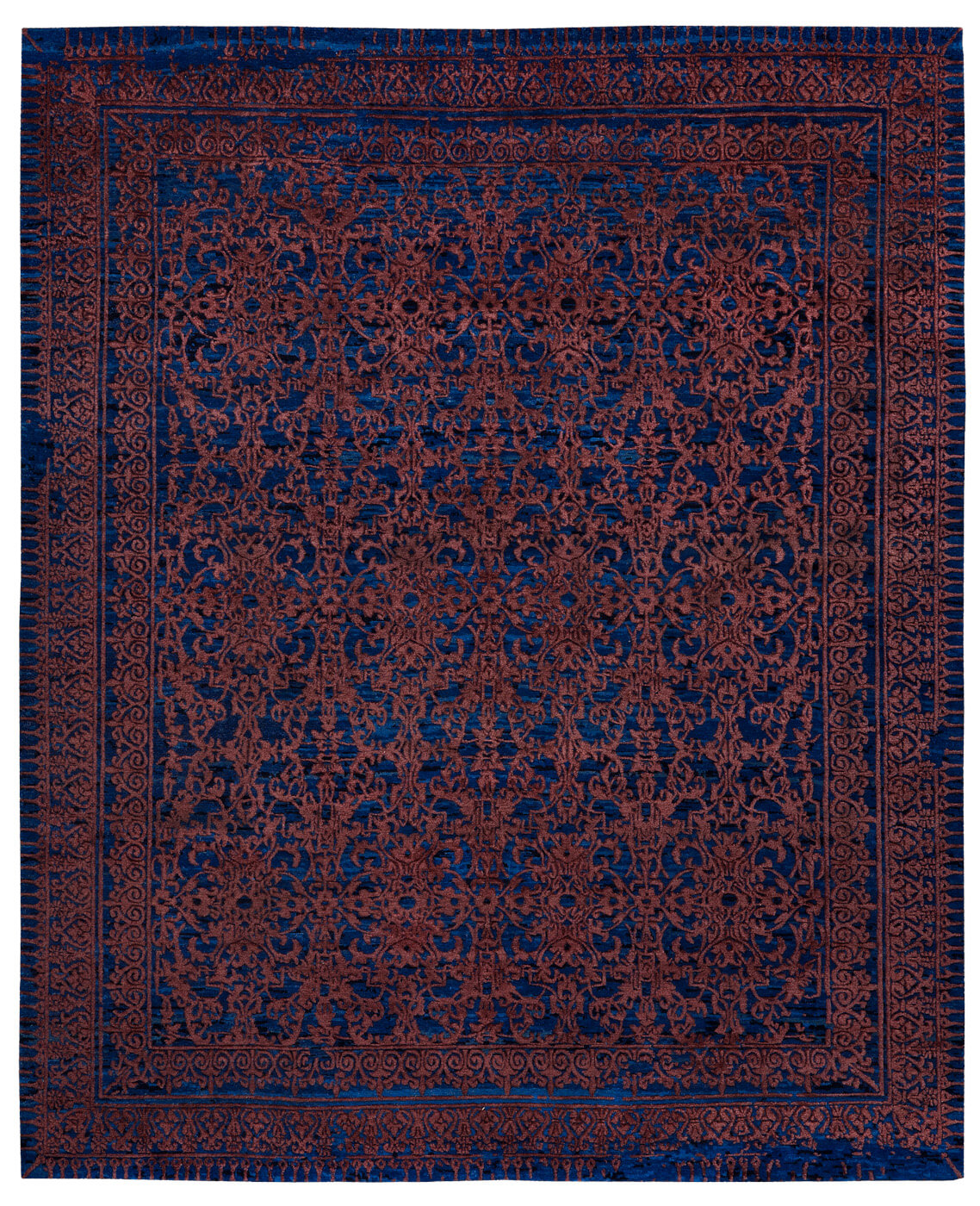 Ferrara radi little rocked bruin blauw tapijt | Maat: 500 × 600 cm