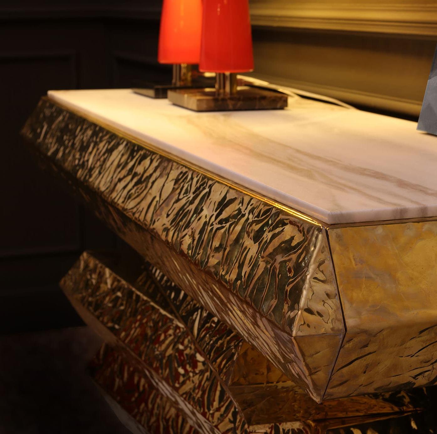 Console in messing en marmer