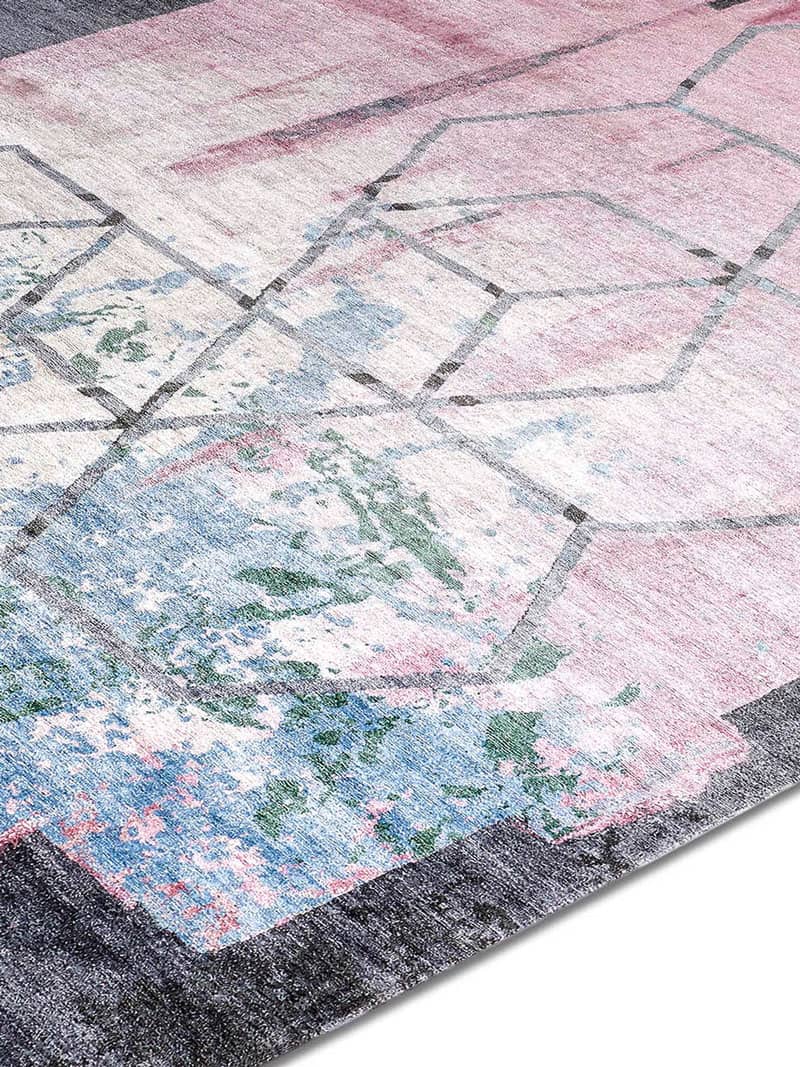 Hexagon Pink handgeweven tapijt | Maat: 122 × 183 cm