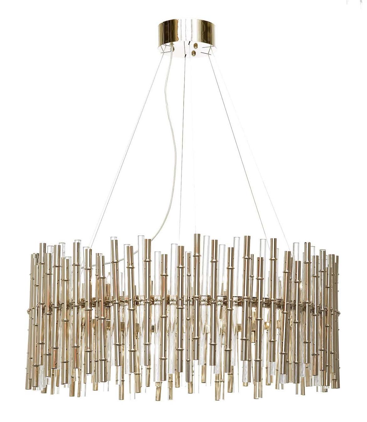 Bamboo Glas en Goud Kroonluchter