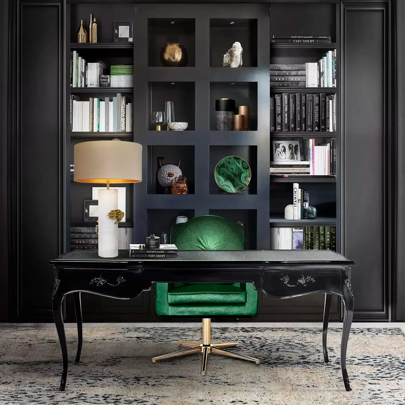 Exotische pauwenveer blad ormolu bureau