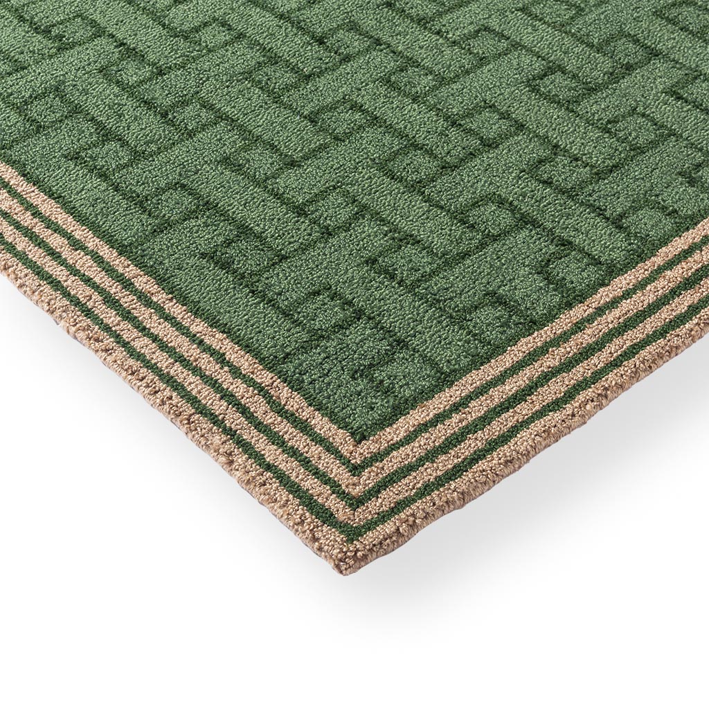 Monogram groen outdoor tapijt | Maat: 140 × 200 cm
