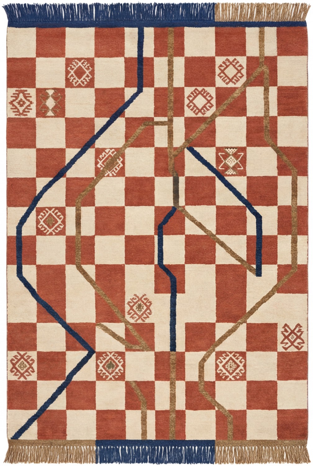 Checker Terra design vloerkleed