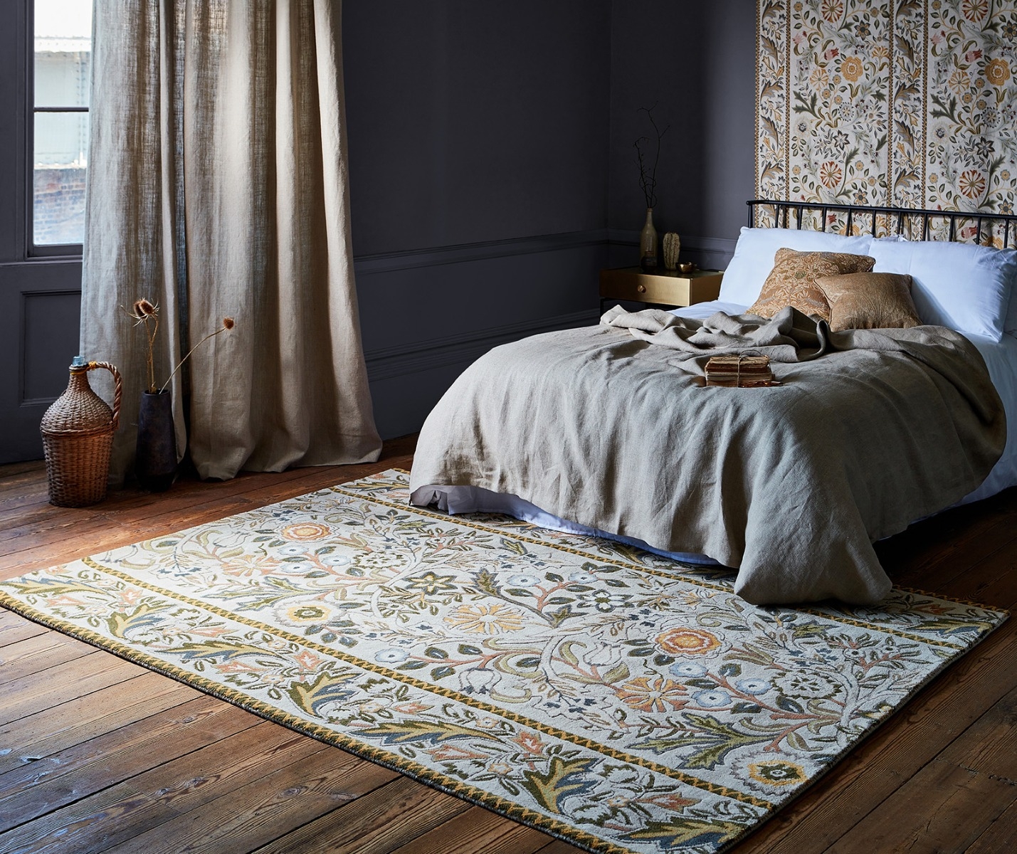 Wilhelmina linen/mosterd tapijt | Maat: 200 × 280 cm