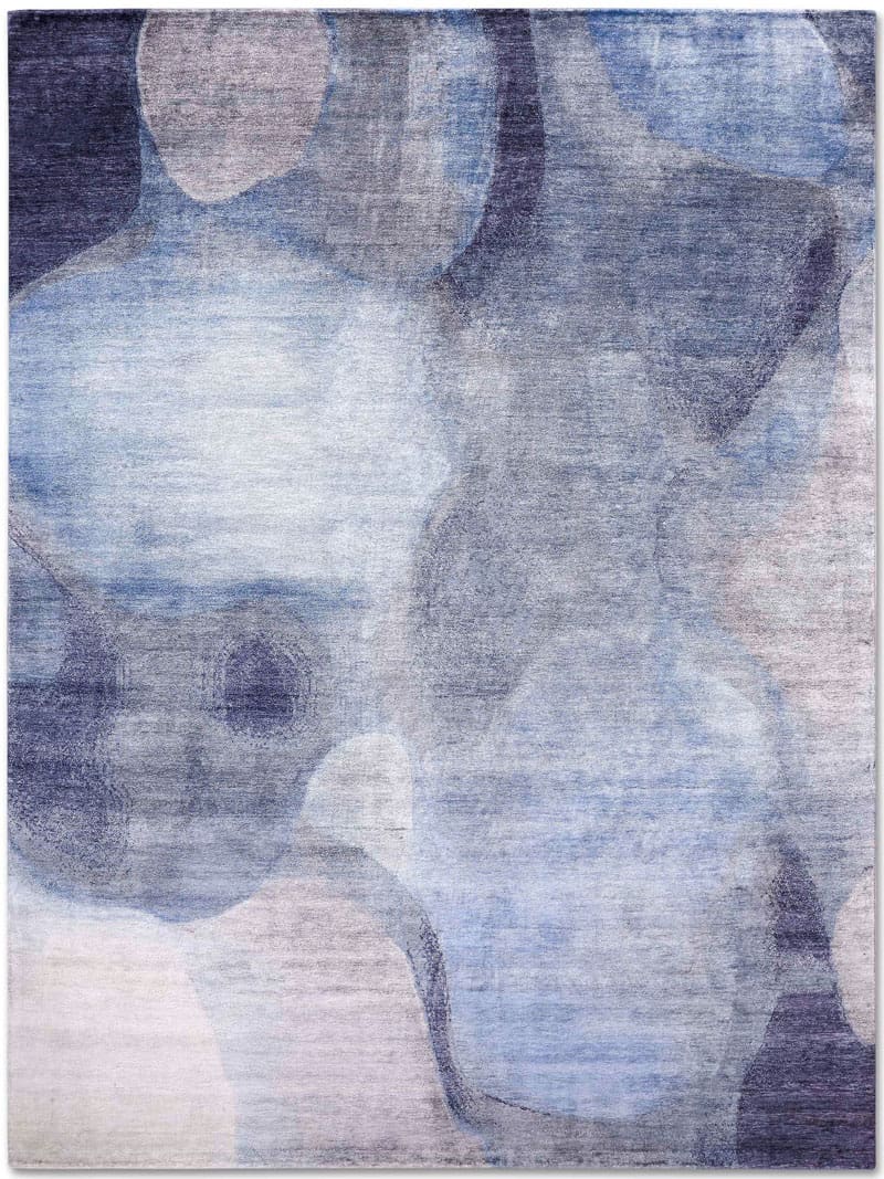 Blauw / grijs handgemaakte luxe tapijt | Maat: 140 × 210 cm