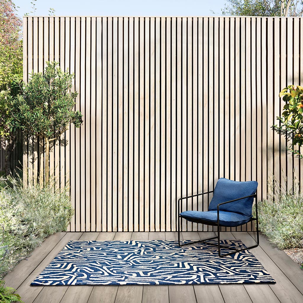 Melodic blauw outdoor tapijt | Maat: 140 × 200 cm