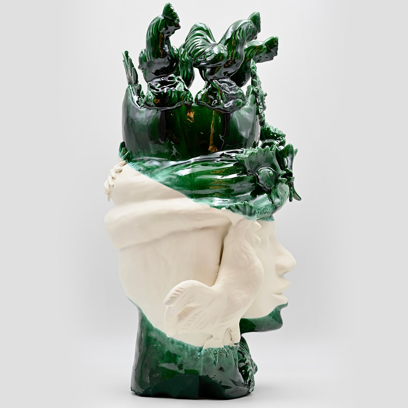 Groen-witte Moor's Head unieke sculptuur